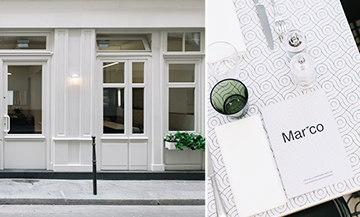 Facade of the Restaurant Mar'co rue de la sourdière in Paris