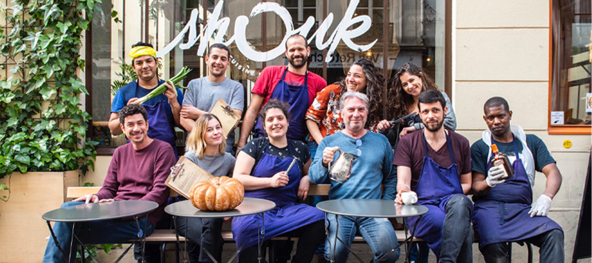 Pierre Bouko-Levy and his team at Shouk restaurant in Paris