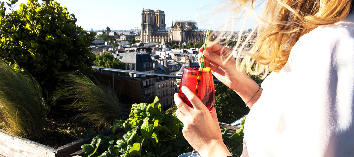 Young girl on a rooftop party in Paris