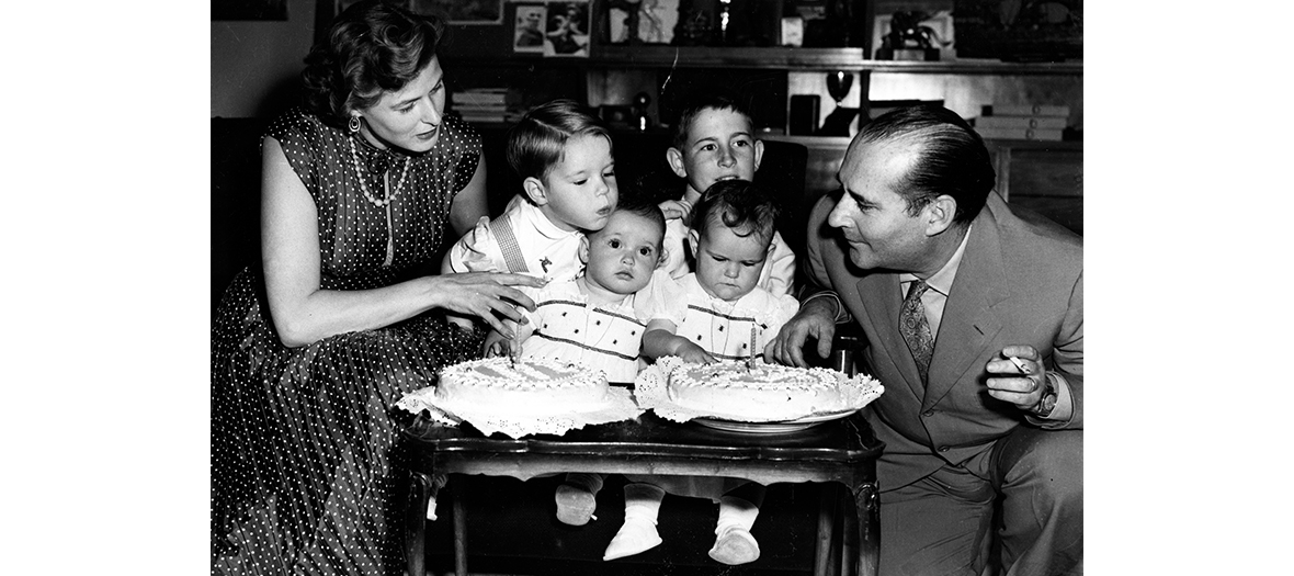 Photo de Ingrid Bergman et Roberto Rossellini et leurs enfants