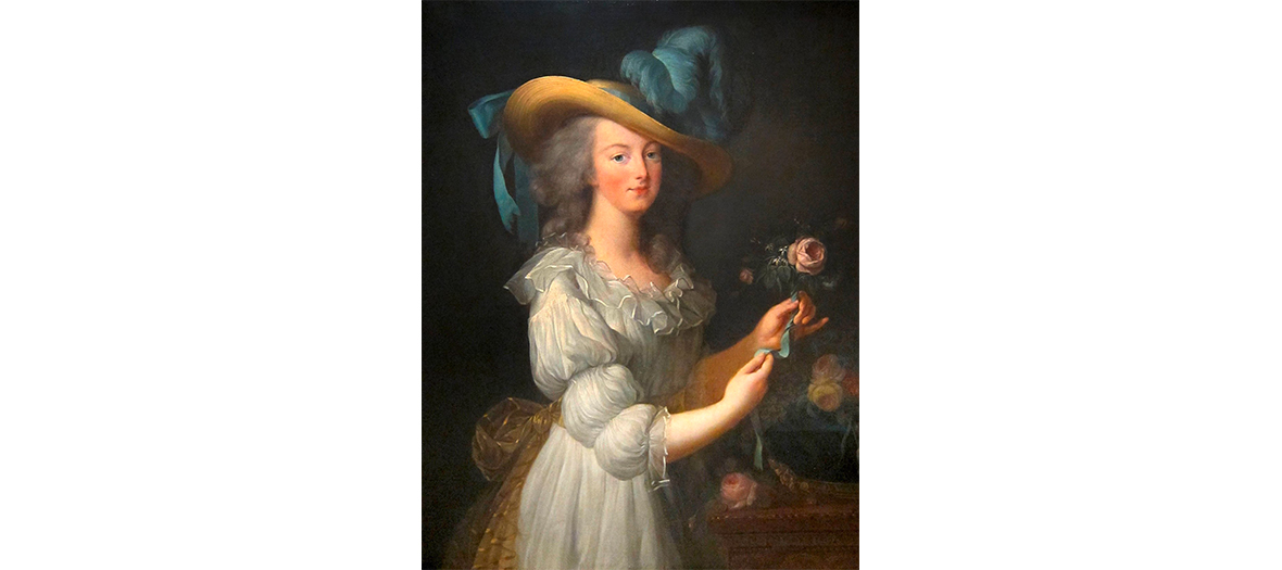 Portrait en Peinture de la reine Marie-Antoinette representé en chemise d'Élisabeth Vigée-Lebrun