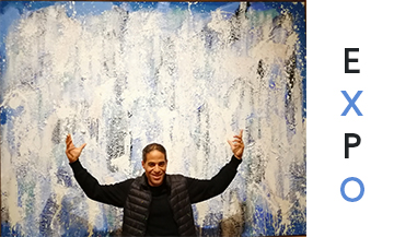 Portrait of the graffiti painter John Andrew Perello in Natacha Dassault's gallery