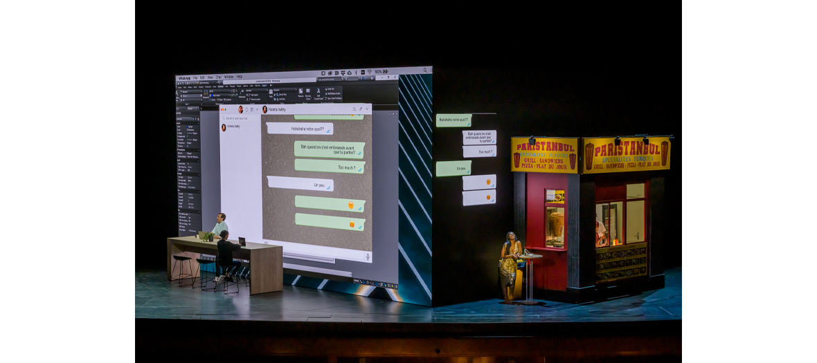  Projection of a conversation on the stage of the Palais Garnier and portrait of Violetta Perry