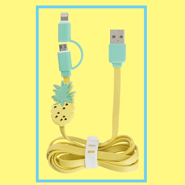 cadeau chargeur ananas hema Le Chargeur ananas, disponible en boutiques et sur Hema à 3 €