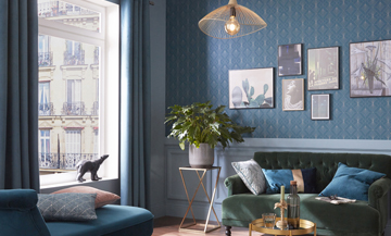 Decorative trends Leroy Merlin noel 2019 with copper brass, beautiful blue velvet, powdery lights and natural materials