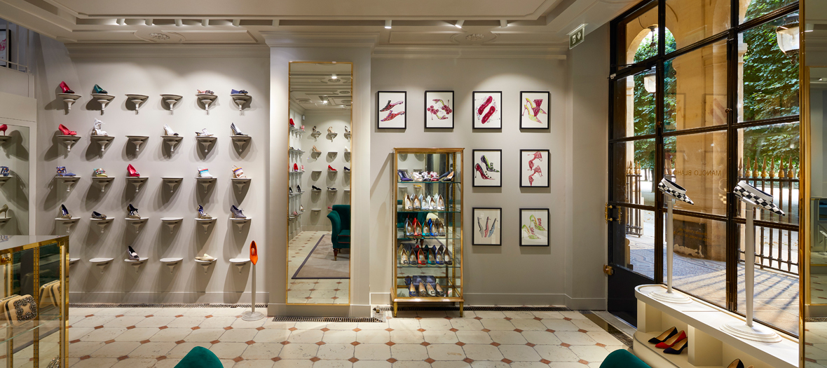 Décoration de la Boutique de chaussures Manolo Blahnik à Paris