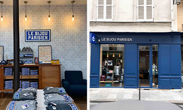 Interior decoration and facade of the shop of Aurélien Pfeifer and Philippe Madar in the Marais