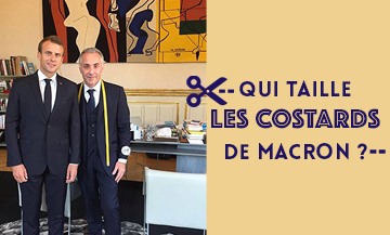 Portrait du Président Emmanuel Macron et Jean-Claude Jonas Tailleur sur mesure Jonas Et Cie