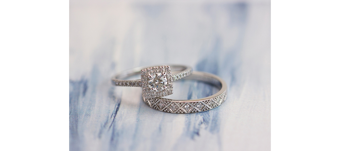 or du monde engagement ring with diamond paving