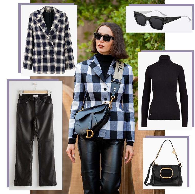 Veste Rolla’s sur Zalando, pantalon & Other Stories, col roulé Lauren Ralph Lauren, sac See by Chloé, lunettes Dior