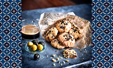 Le Cookie aux pepites de Chocolat avec des olives et du café