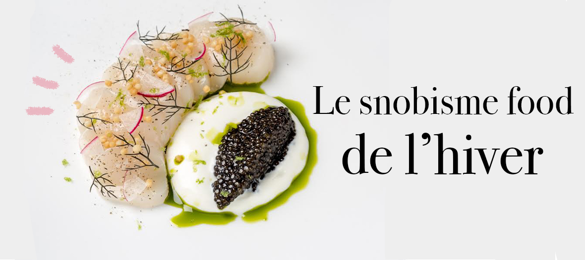 Le Tartare Caviar du chef étoilé Tomy Gousset avec des pieces de Saint Jacques, du caviar d’Aquitaine, riz soufflé, crème crue, radis rouges, citron vert, cerfeuil, Sel et poivre