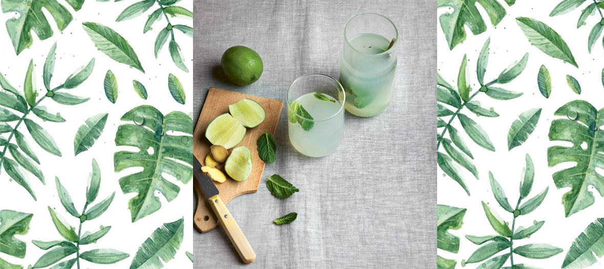 Recette eau de coco, gingembre, menthe, citron vert