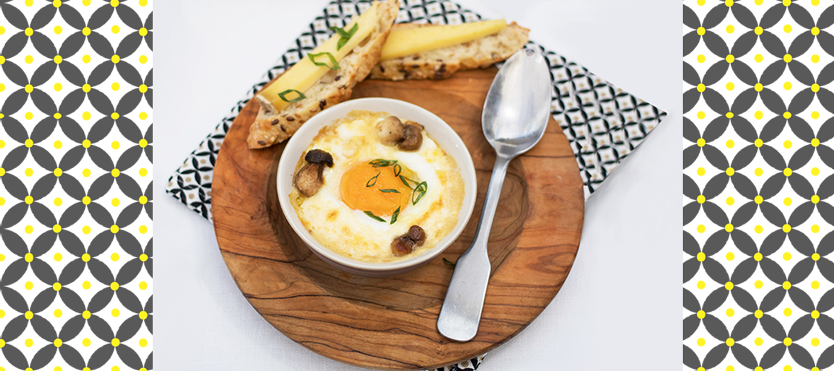 Recette oeufs cocotte à la tomme et aux cèpes