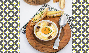 Recette oeufs cocotte à la tomme et aux cèpes