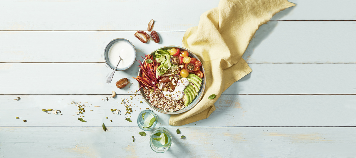 Recette buddha bowl veggie à la sauce blanche