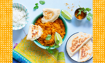 Recette de cheese naans et dahl de lentilles