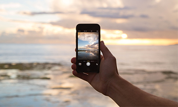 Beach landscape instagram picture being taken