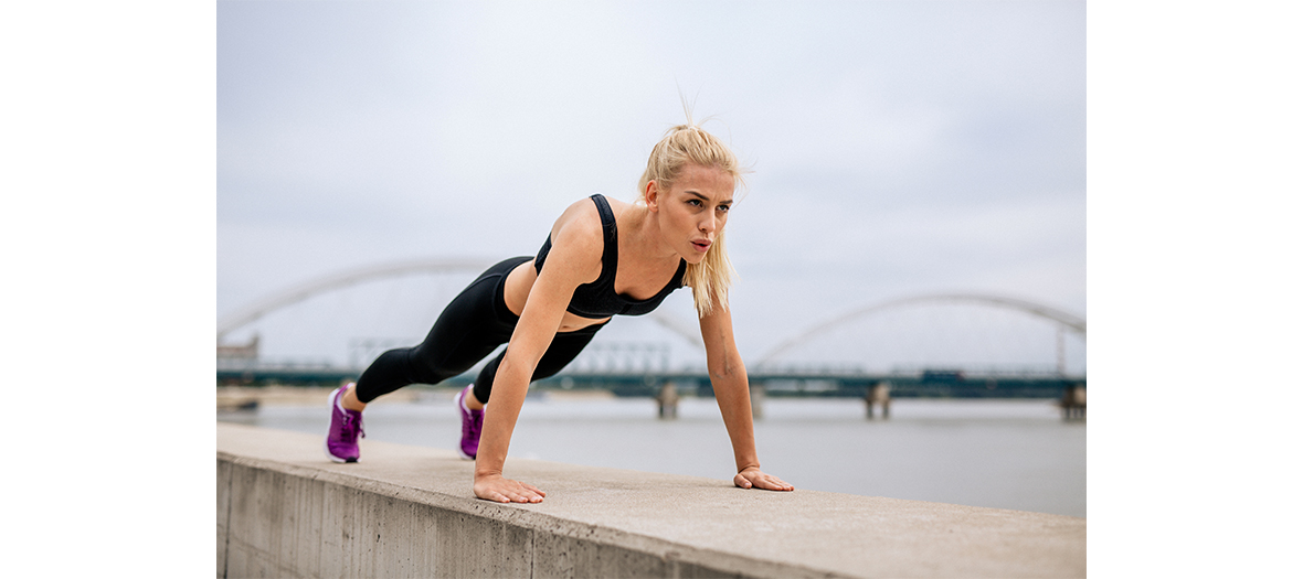 Young girl making plank