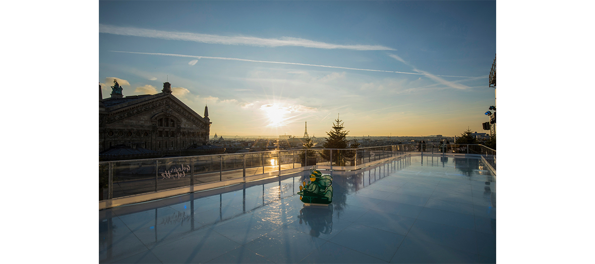 Paris: an ice-skating rink on Galeries Lafayette rooftop