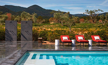 A large pool surrounded by vineyards at the Ultimate Provence hotel