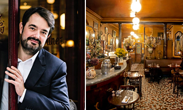 Portrait of Jean-François Piège and the decoration of the L'Epi D'Or bistro