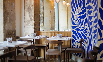  Decoration of the room of the Lebanese Qasti restaurant in Paris