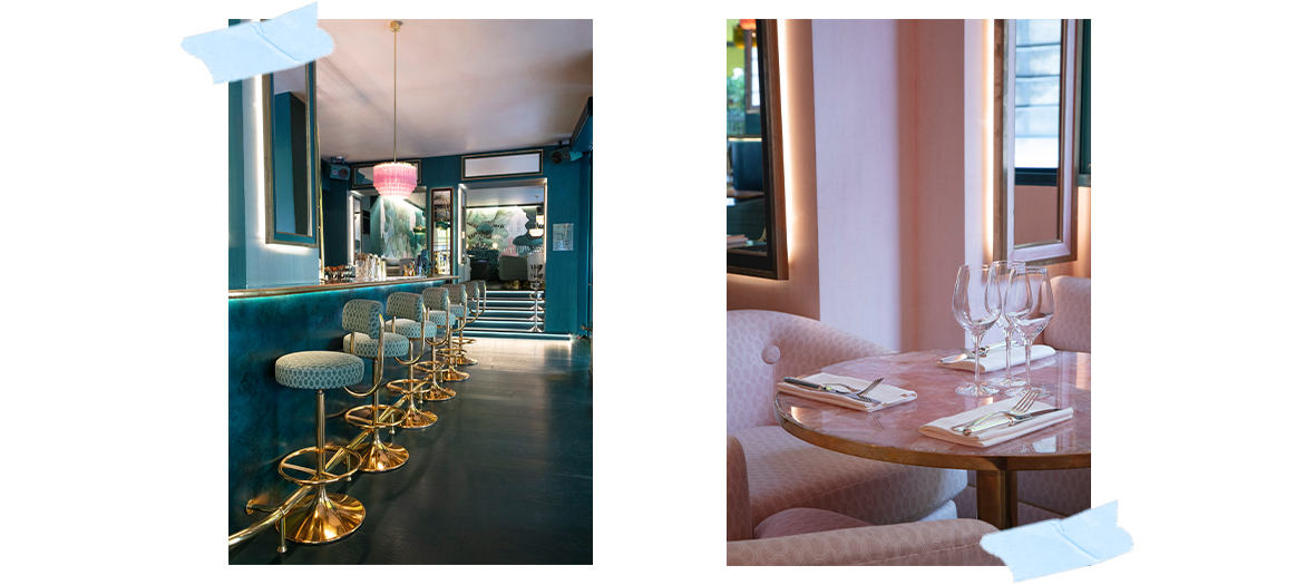 The trendy brasserie Mon square decorated by Mathias Kiss et Florence Lopez with a garden terrace