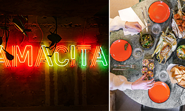 cheesy quesadillas, guacamole twisted with mango, holbox ceviche at Mamacita tacos bar in Paris