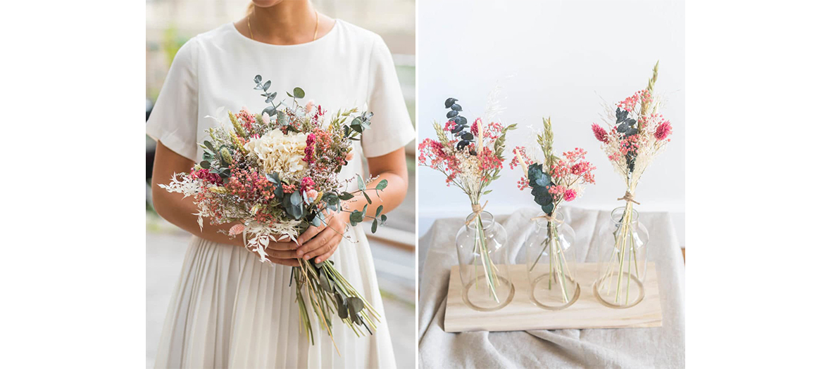 Couronnes, bouquets et accessoires de fleurs séchées chez flowrette