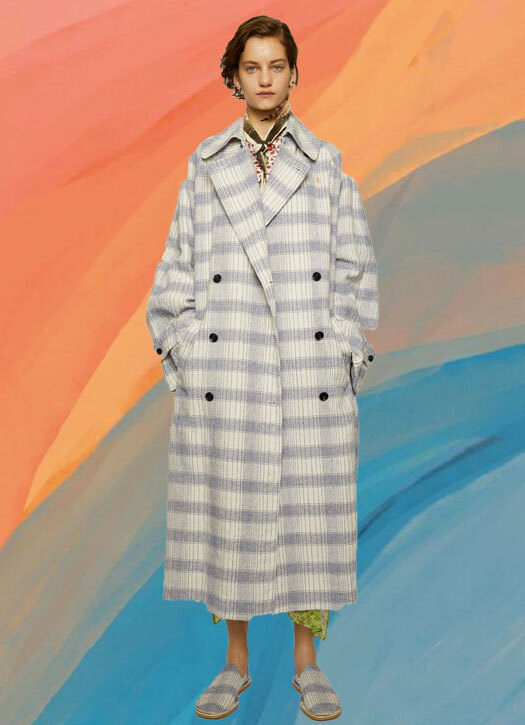 Trench à carreaux beige/bleu, Acne Studios