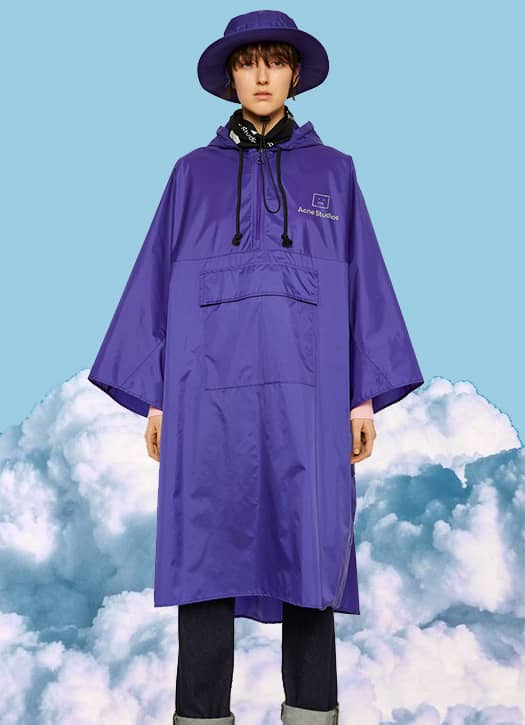 Poncho avec motif Face réfléchissant bleu océan, Acne Studios