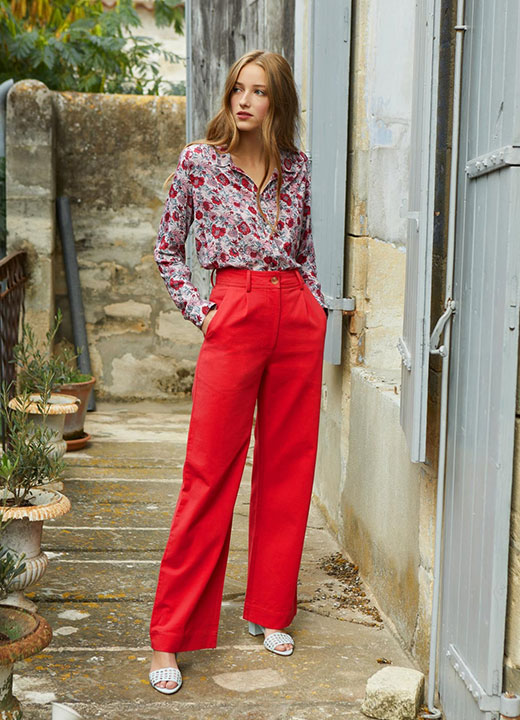 Pantalon Gabin couleur fraise, Petite Mendigote