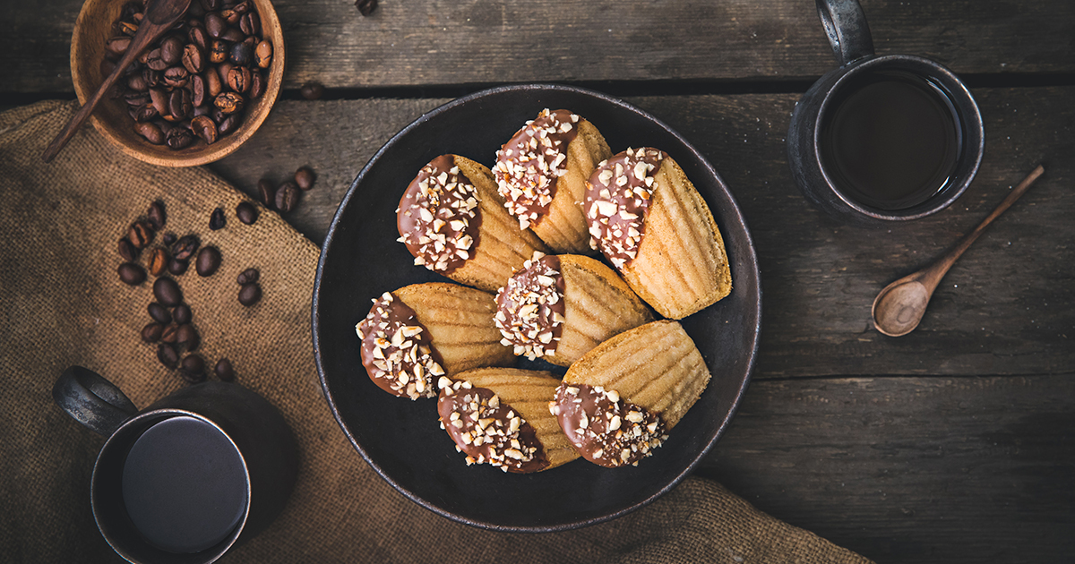 Food Chocolate Spread And Coffee Madeleines