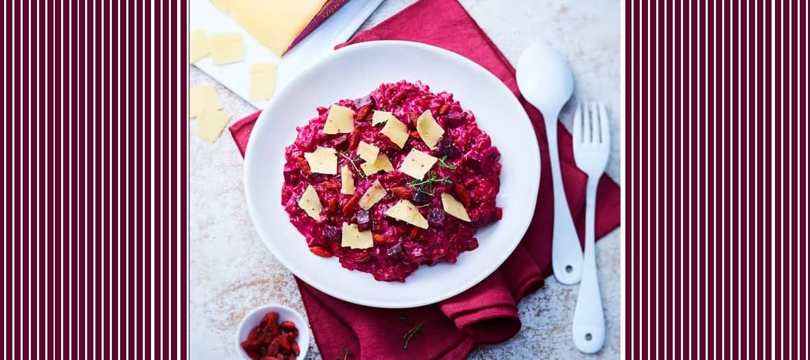 La recette du Risotto rouge avec de la betterave et de l'Appenzeller