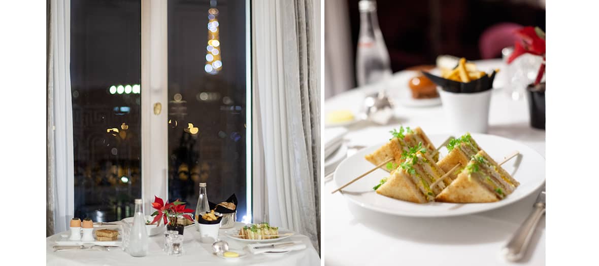 Club sandwich en chambre par le room service de l'hôtel de la Réserve à Paris