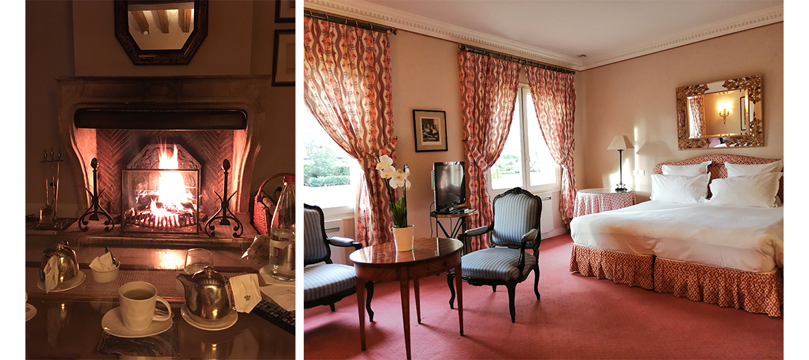 Fireside in the bar and room decoration of L’Auberge des Templiers