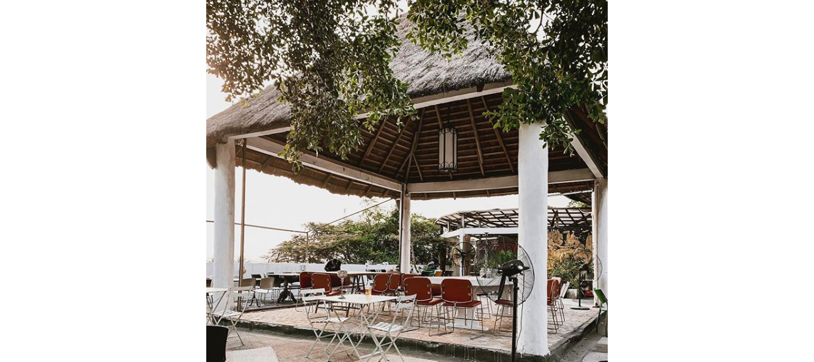  Decoration of the terrace of the Bushman Café at Riviera 3 in Abidjan