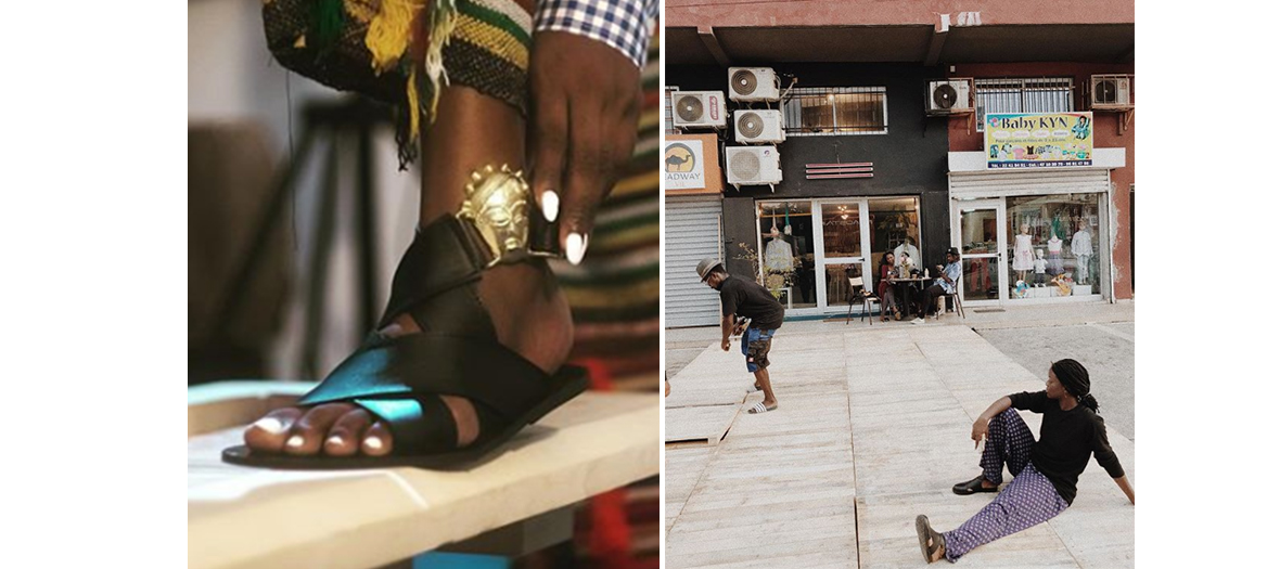  Façade of the Dozo concept store by Aziz Doumbia and the Fashion designer sandals by Loza Maléombho