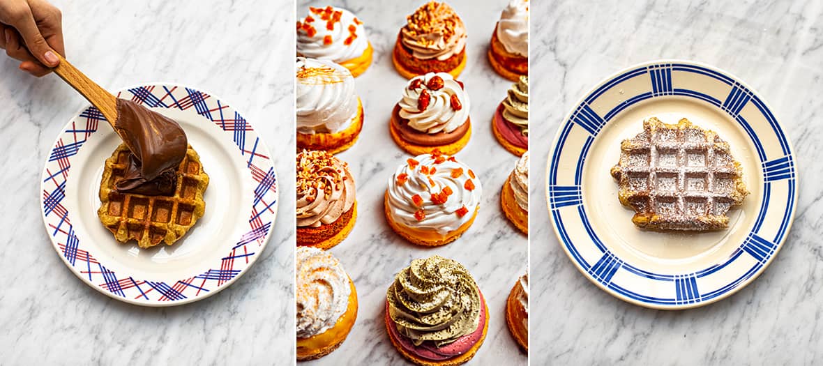 Desserts de chez Ohisse avec la gaufre liégeoise et tartes sablé breton maison