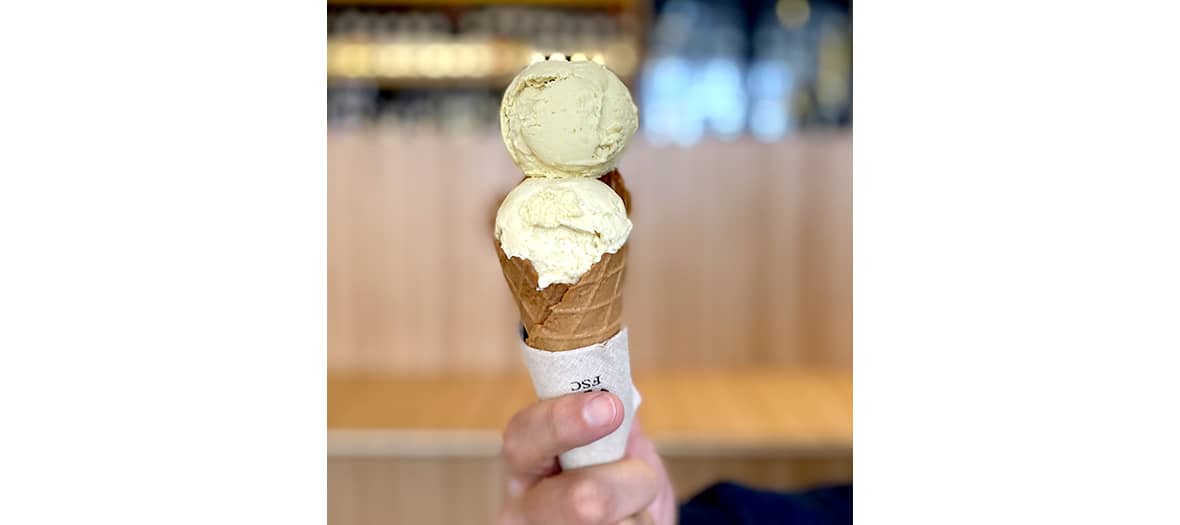 Ice cream and homemade cones by Robert Compagnon and his wife, the pastry chef Jessica Yang at folderol