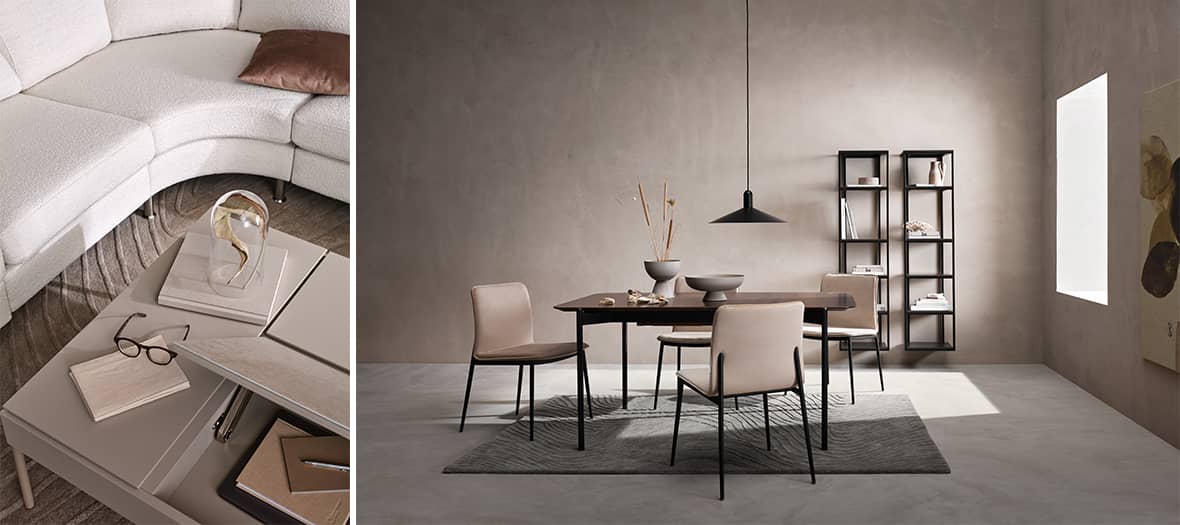 The classic indivi sofa and the augusta table in a Bo Concept living room