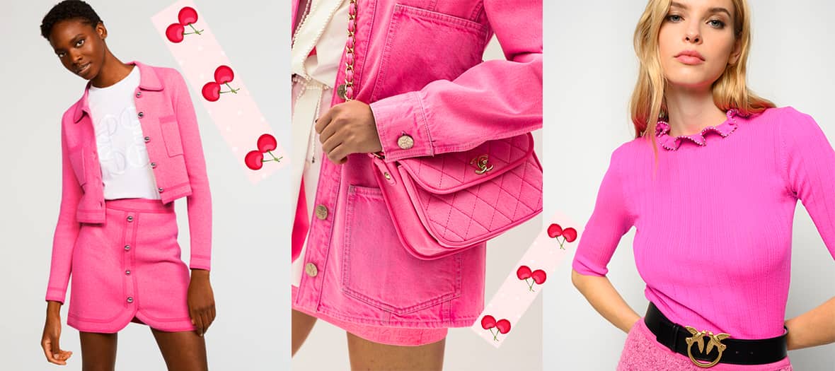 an ultra-luminous candy pink, almost neon, between Barbie and fuchsia.