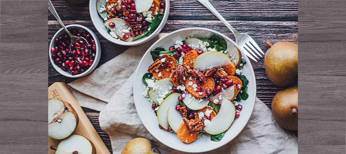 Une salade avec des produits de saison en plein hiver 