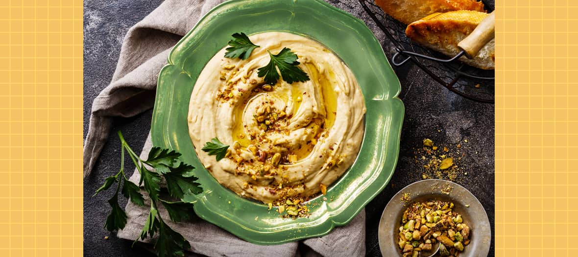 Le Houmous Pistache, un délice très comfy et healthy à grignoter avec une galette de sarrasin sans gluten 