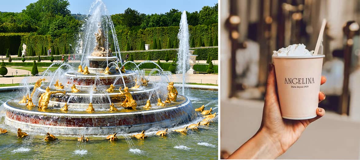 Une fontaine d'eau dans le parc de Versailles