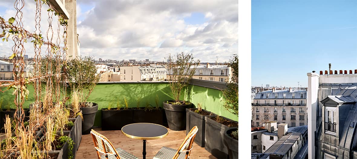 Private rooftop with a view of Paris at the Hôtel du Sentier in Paris