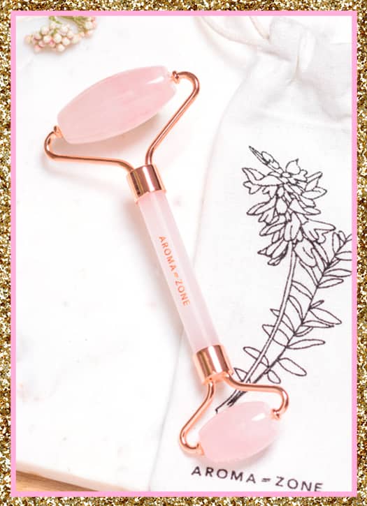 Rose quartz face roller from Aroma Zone