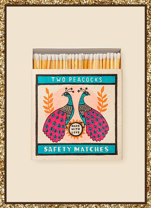 Matchbox - two Fleux peacocks