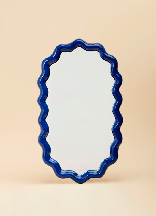 Miroir ovale Zigzag Bleu marine